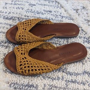 Lucky Brand Women's Sandals, Leather Weave Slides, Size 7